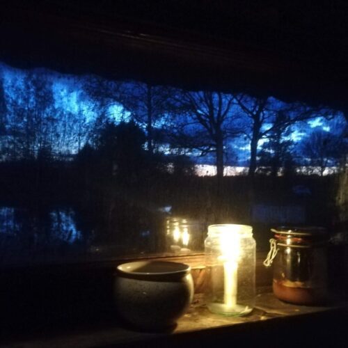 Saunavaade öösel Saunast avanev vaade öösel